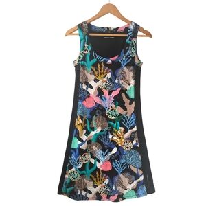 Marc Cain Sports Aquatic Print Cotton Ribbed Midi Dress